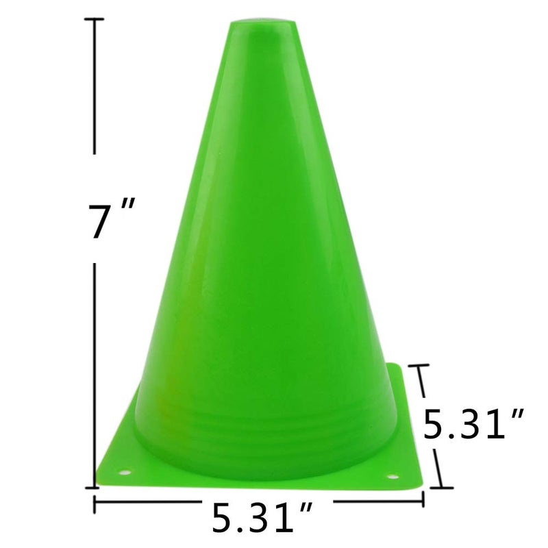Mirepty 7 Inch Plastic Traffic Cones Sport Training Agility Marker Cone for Soccer, Skating, Football, Basketball, Indoor and Outdoor Games (Green, 12 Pack) - Image 2